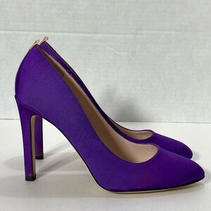 SJP Sarah Jessica Parker LADY PURPLE GROSGRAIN HEELS Size 39.5 FR 8.5 US VGC
